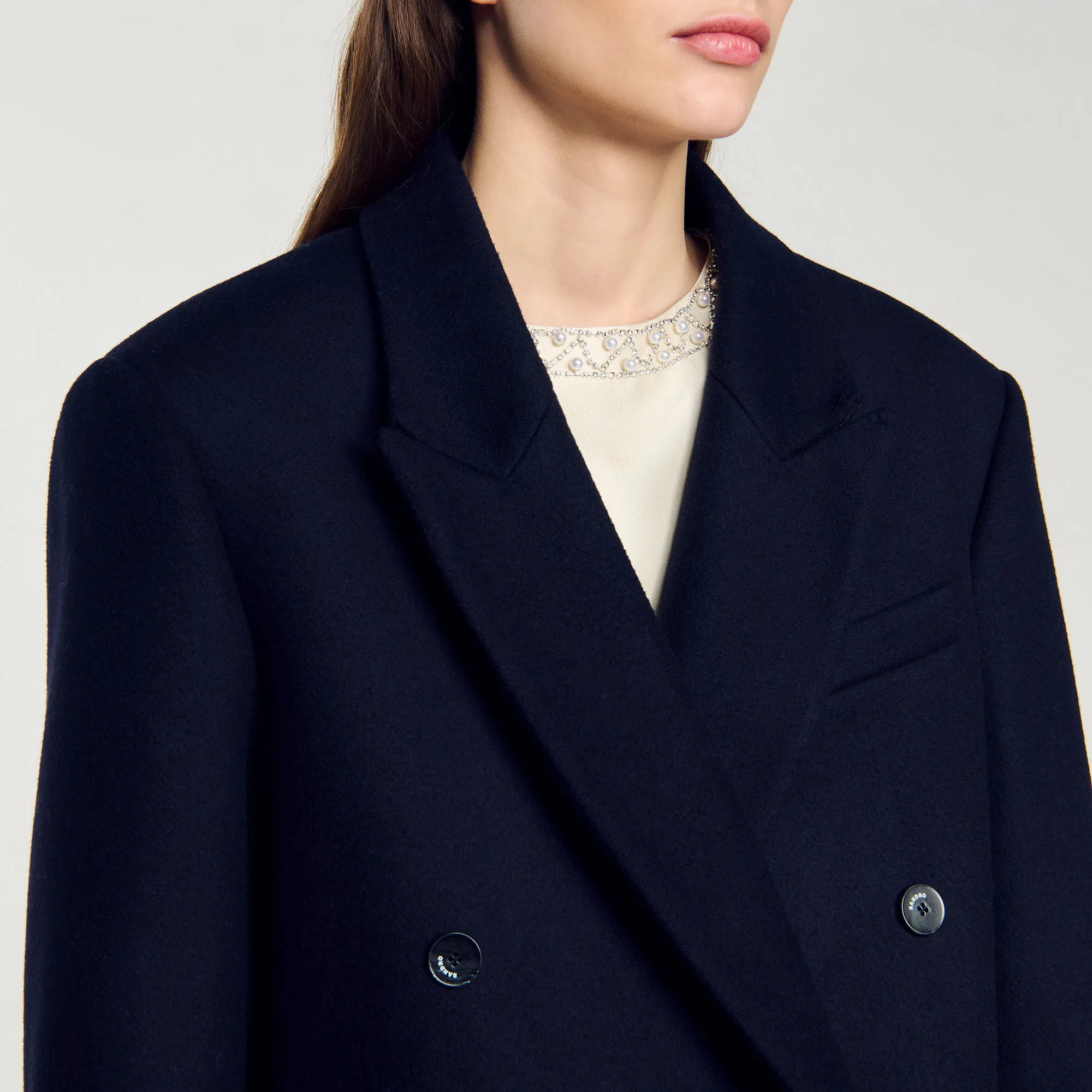 Cappotto lungo in misto lana