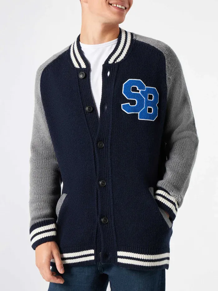 CARDIGAN STILE COLLEGE IN LANA E CASHMERE