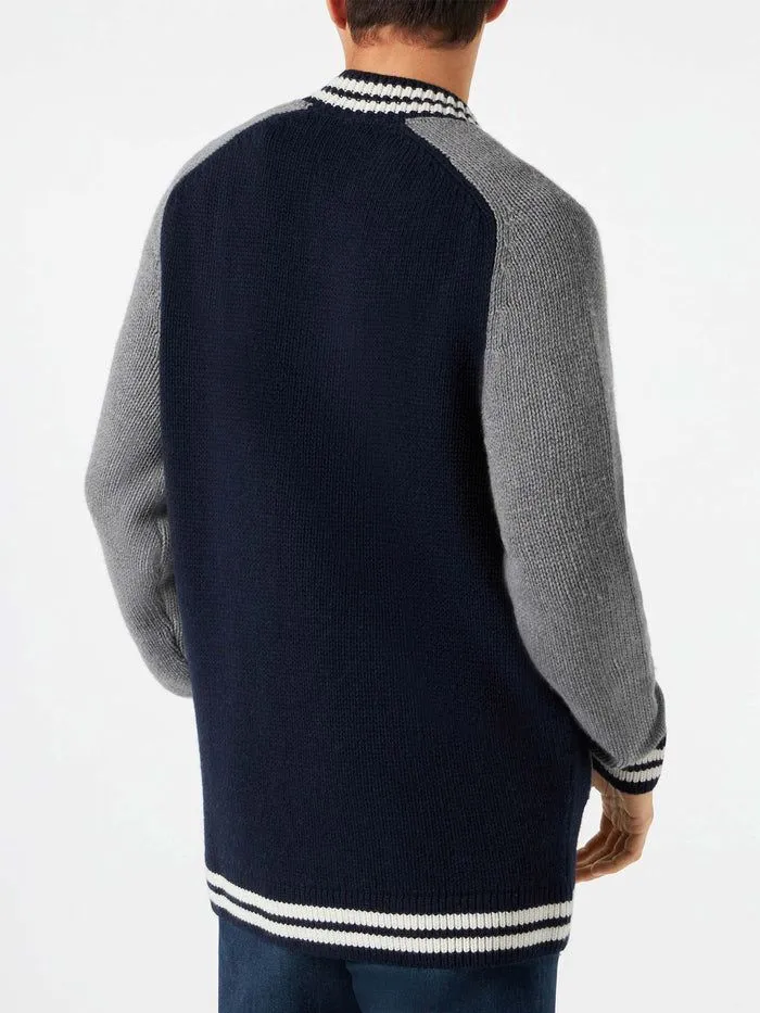 CARDIGAN STILE COLLEGE IN LANA E CASHMERE