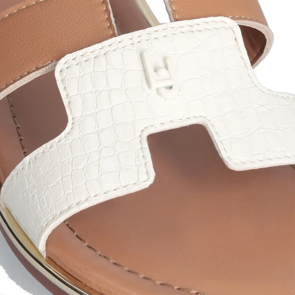 Ciabatta Flat LIU JO Sally 716 colore Nocciola e Bianco