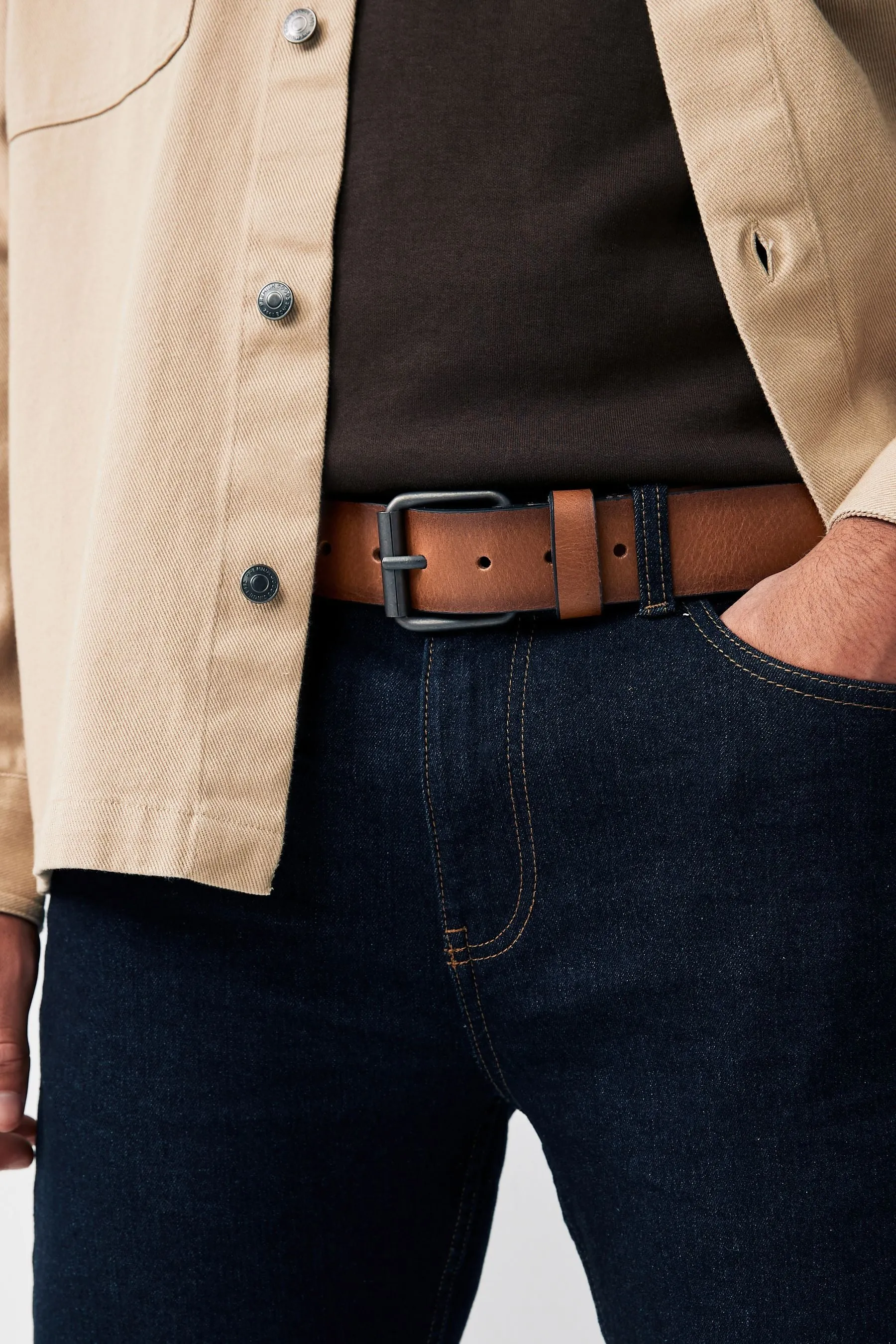 Cintura casual in pelle