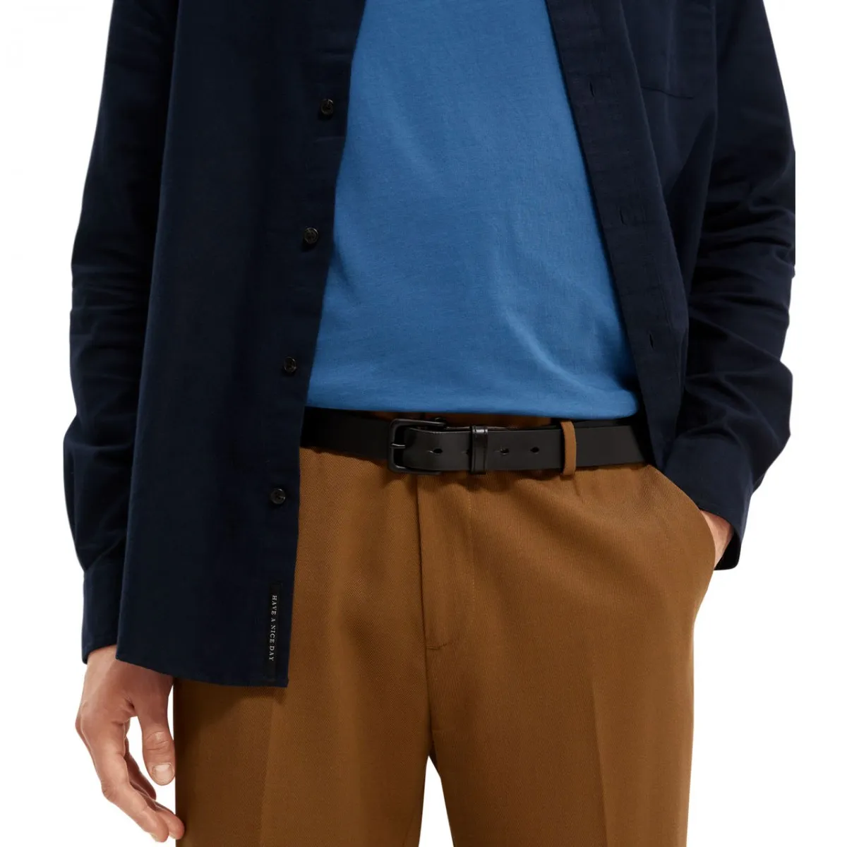 Cintura Classica In Pelle Unisex, Nero