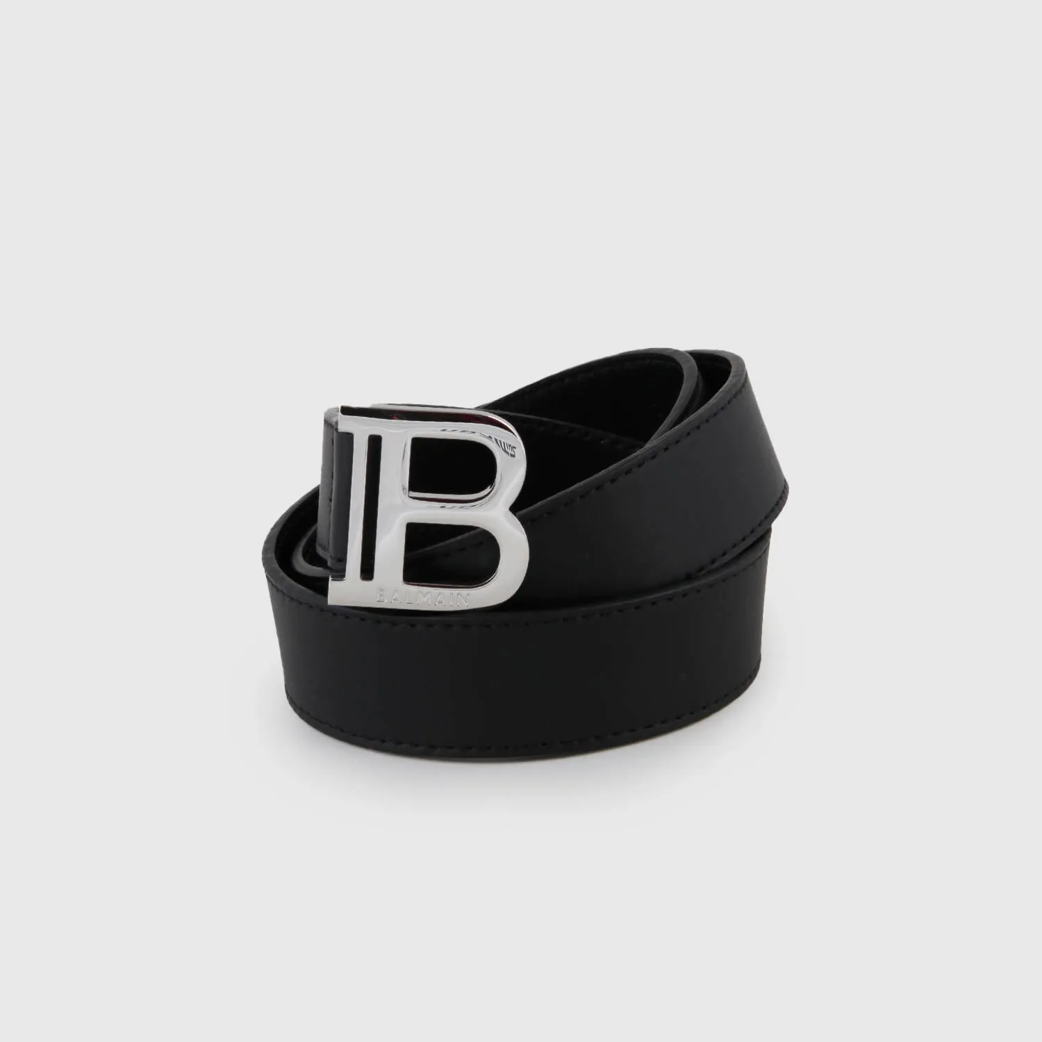 Cintura Nera In Pelle Con Fibbia Argento