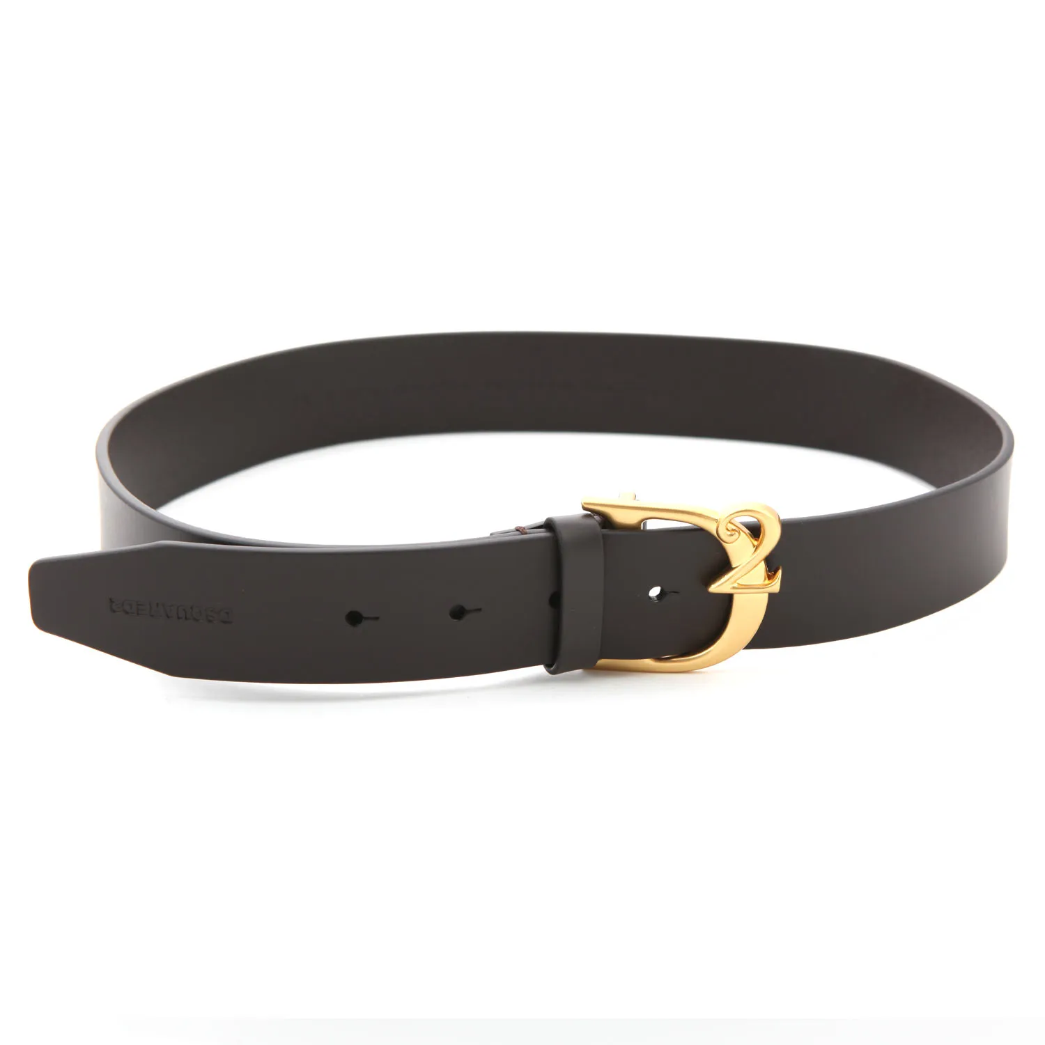 Cintura Unisex In Pelle Marrone Con Monogramma