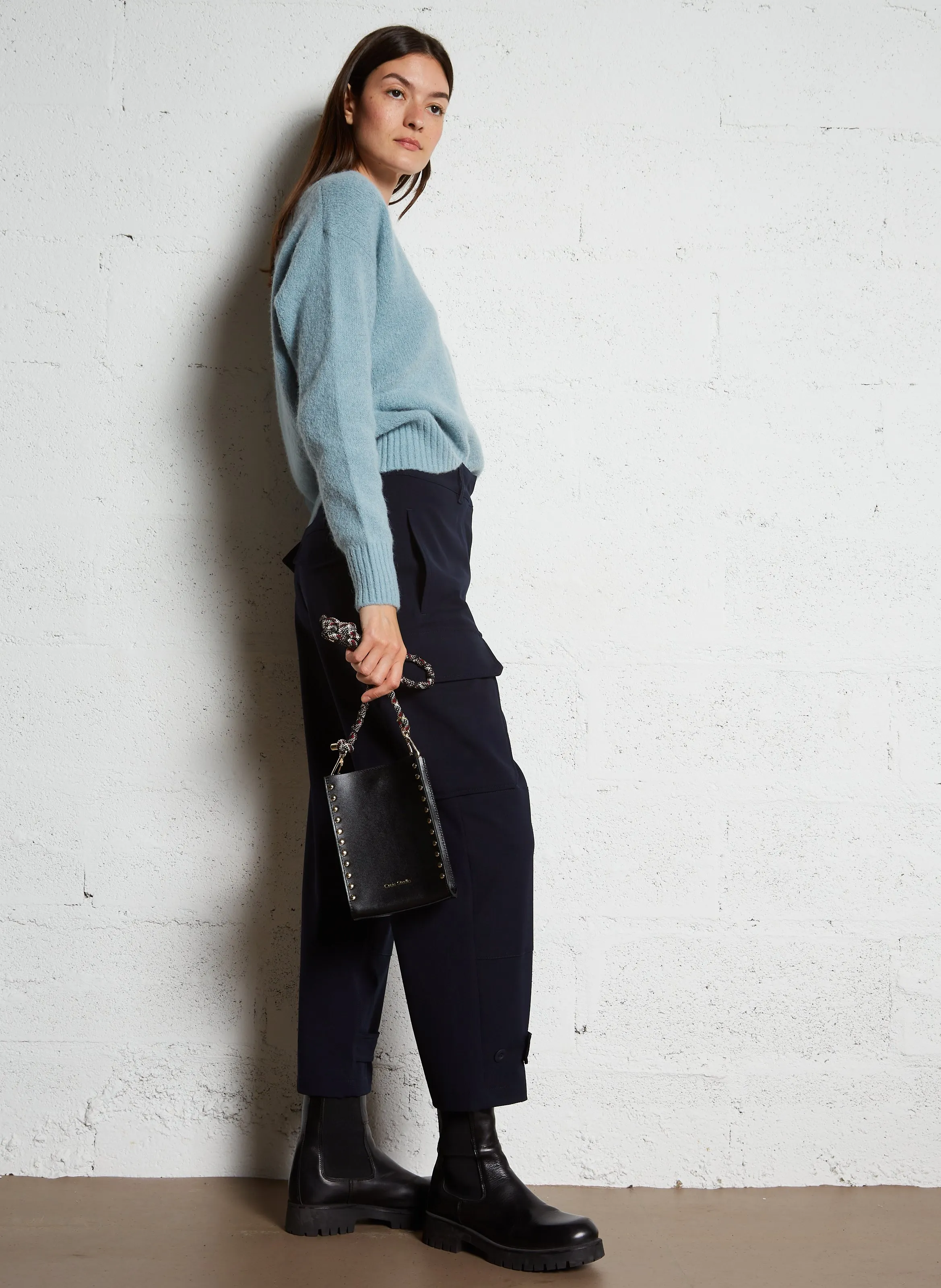  CRAIE   ESSENCE - Borsa a tracolla in pelle liscia | Nero