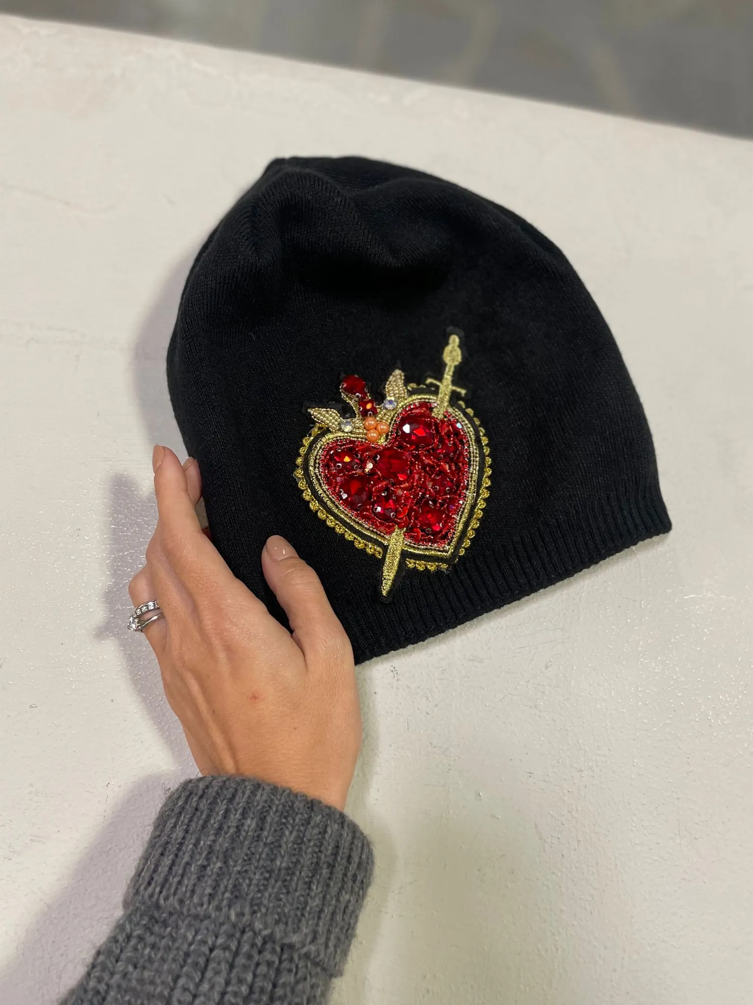 Cuffia Cuore Gioiello Rosso