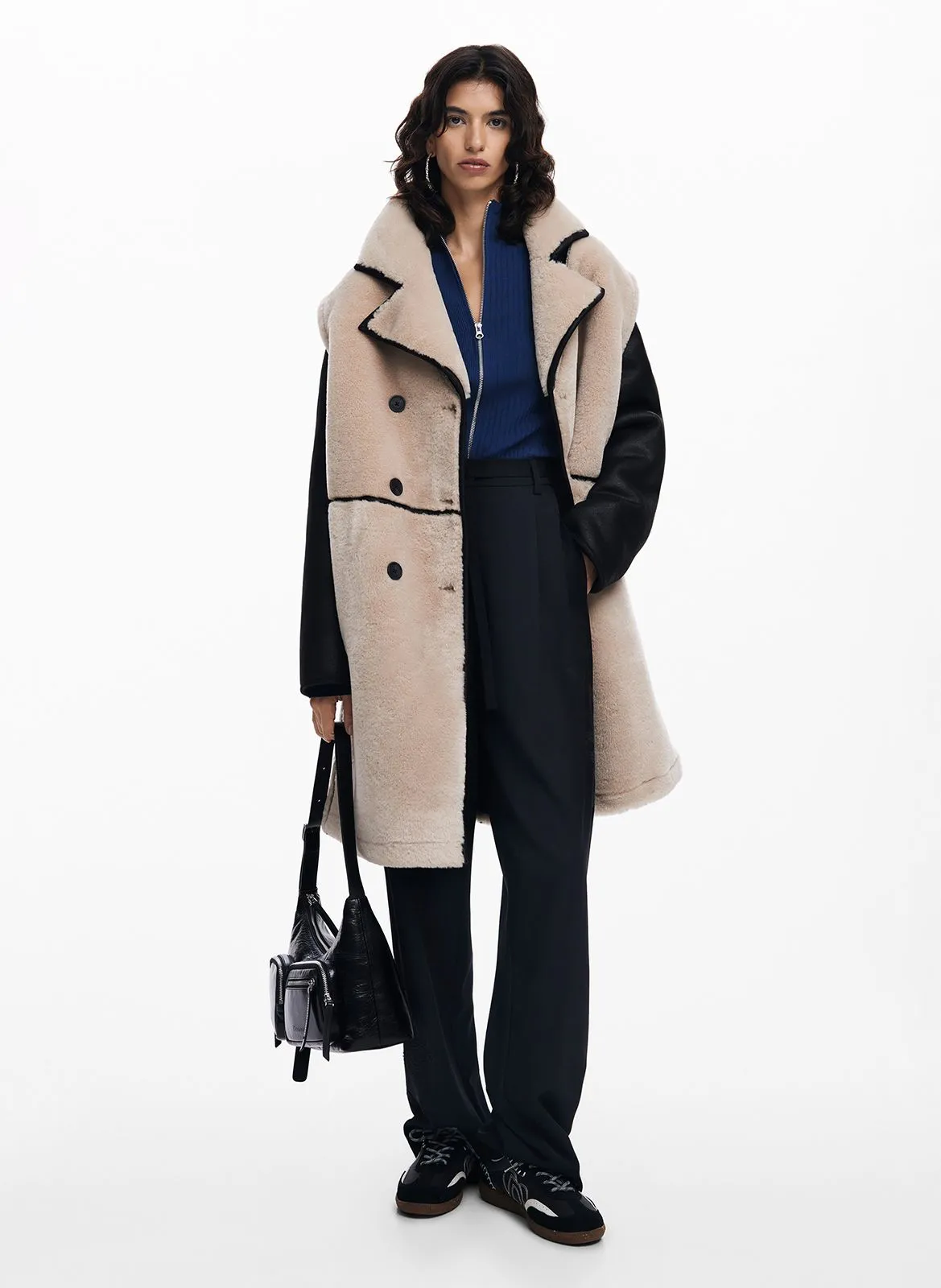  DESIGUAL   Cappotto con scollo taglio dritto stile tailleur | Marrone