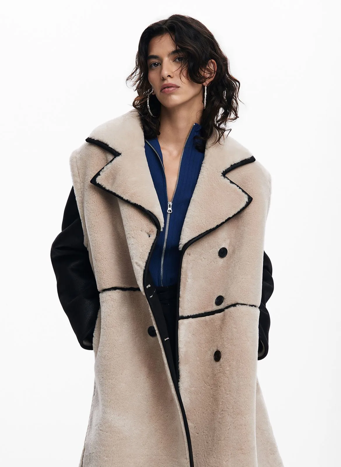  DESIGUAL   Cappotto con scollo taglio dritto stile tailleur | Marrone