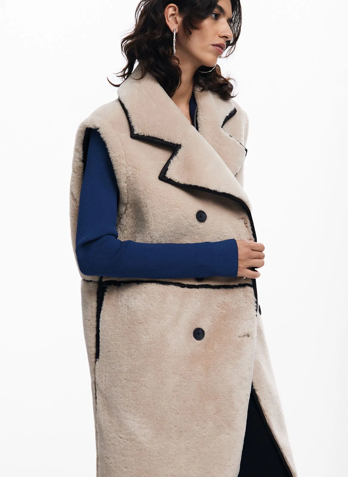  DESIGUAL   Cappotto con scollo taglio dritto stile tailleur | Marrone