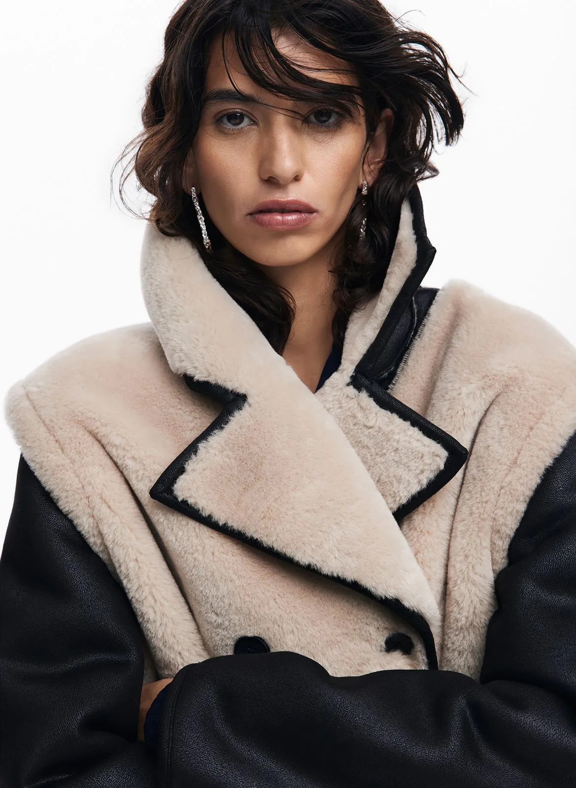  DESIGUAL   Cappotto con scollo taglio dritto stile tailleur | Marrone