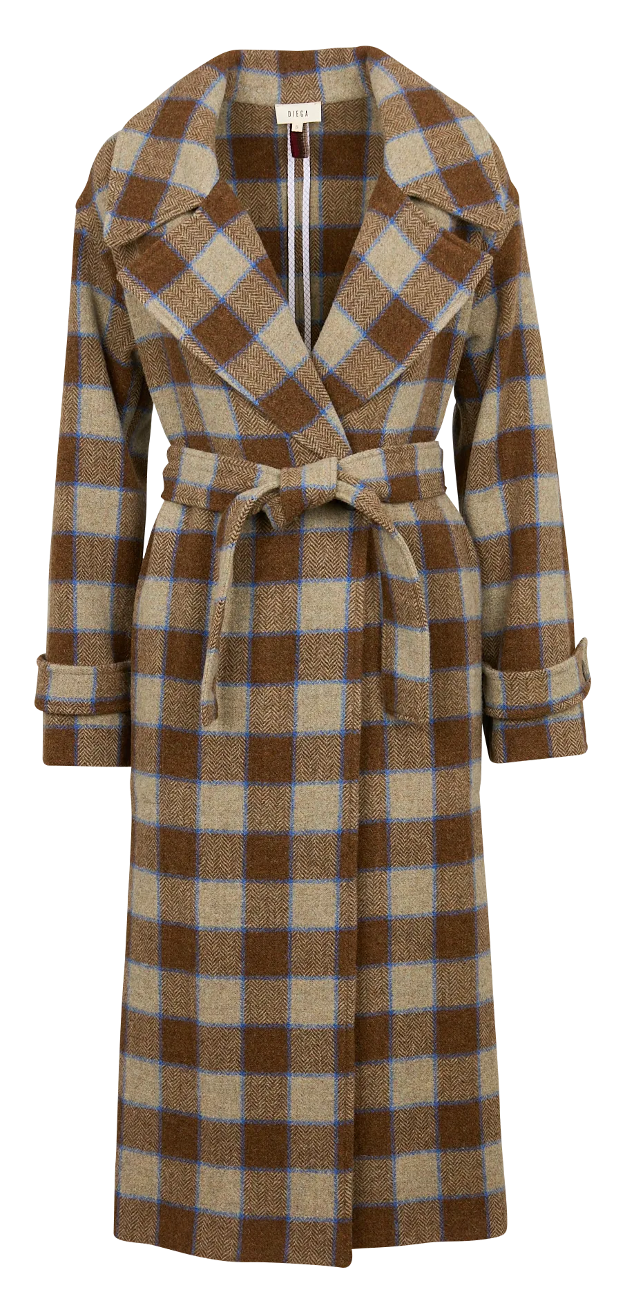  DIEGA   MALACO - Cappotto a collo ampio in lana a quadri | Grigio