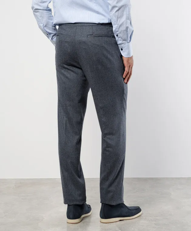 Enrico Mandelli Pantaloni in lana blu con incisione logo GYMP024442
