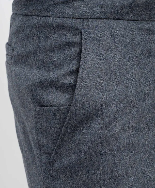 Enrico Mandelli Pantaloni in lana blu con incisione logo GYMP024442