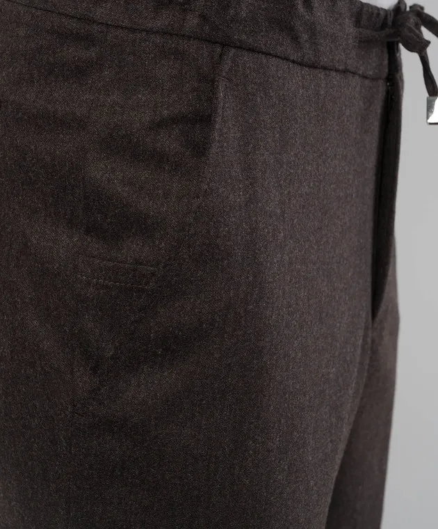 Enrico Mandelli Pantaloni in lana marrone con incisione logo GYMP024442