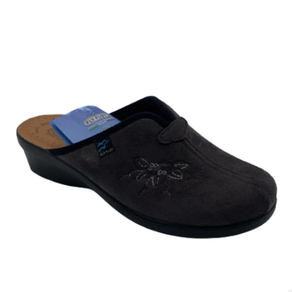 Fly Flot - Art. L7859 WE - PANTOFOLA DA DONNA - COLORE ANTRACITE- TESSUTO VELLUTO