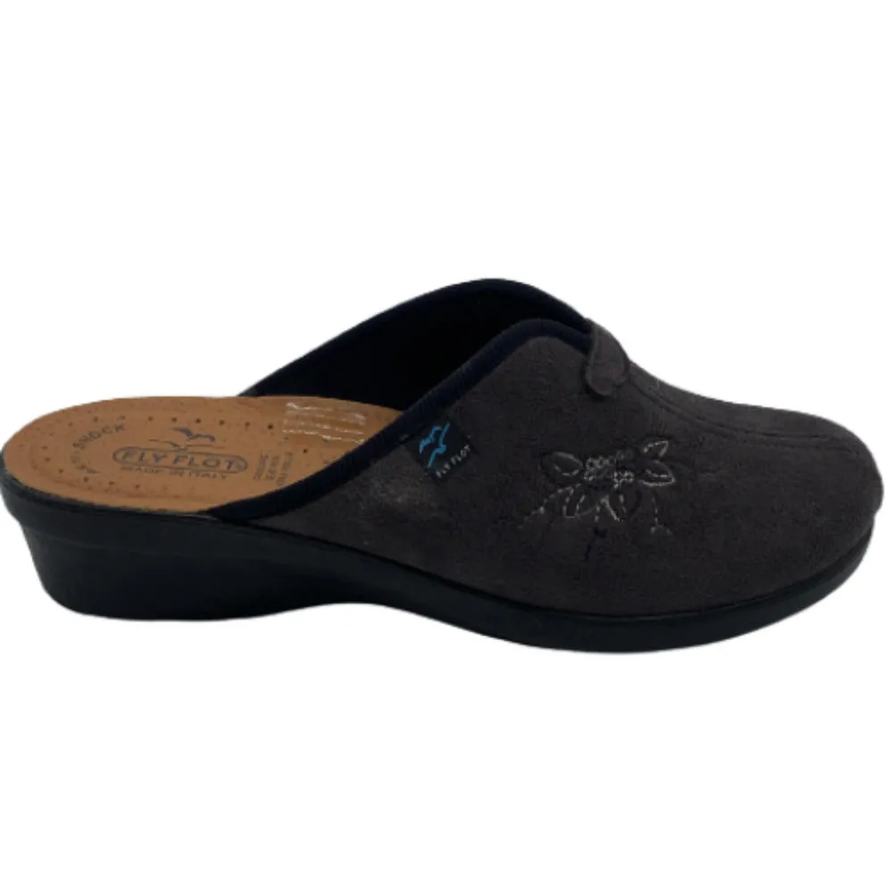 Fly Flot - Art. L7859 WE - PANTOFOLA DA DONNA - COLORE ANTRACITE- TESSUTO VELLUTO