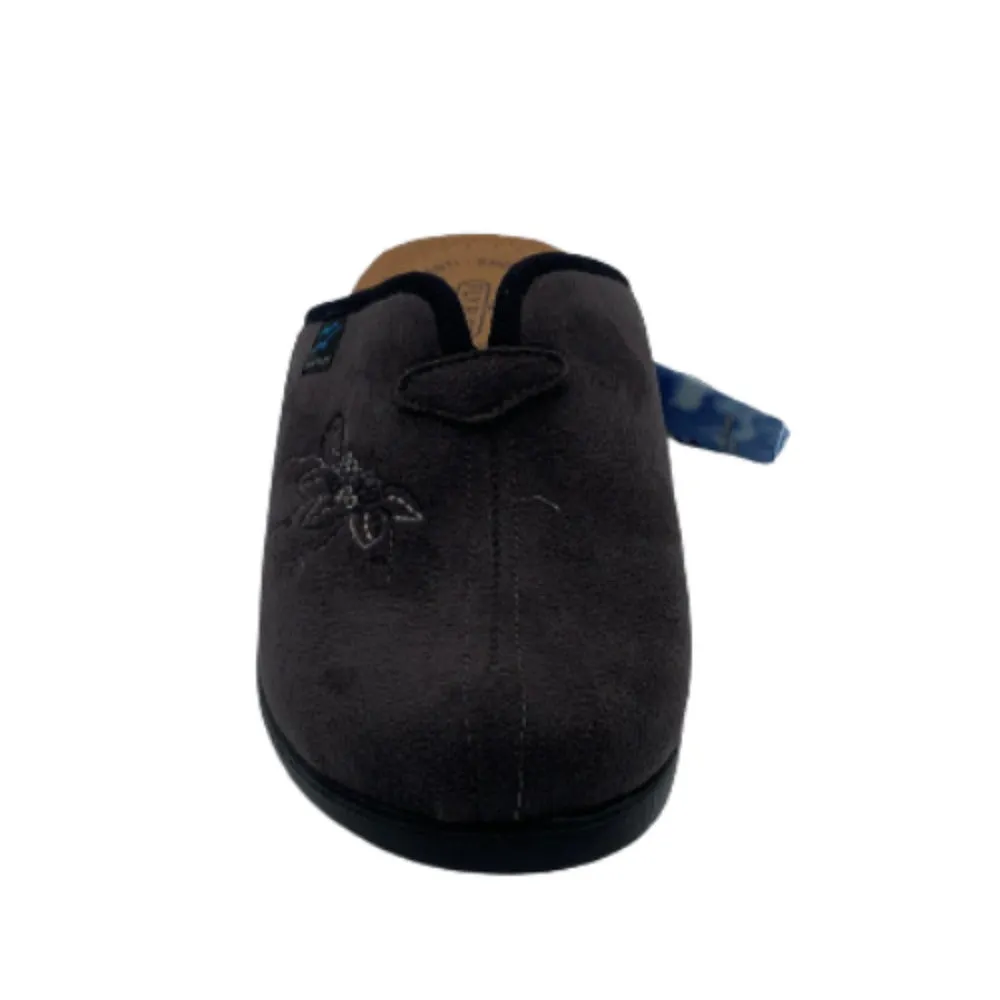 Fly Flot - Art. L7859 WE - PANTOFOLA DA DONNA - COLORE ANTRACITE- TESSUTO VELLUTO