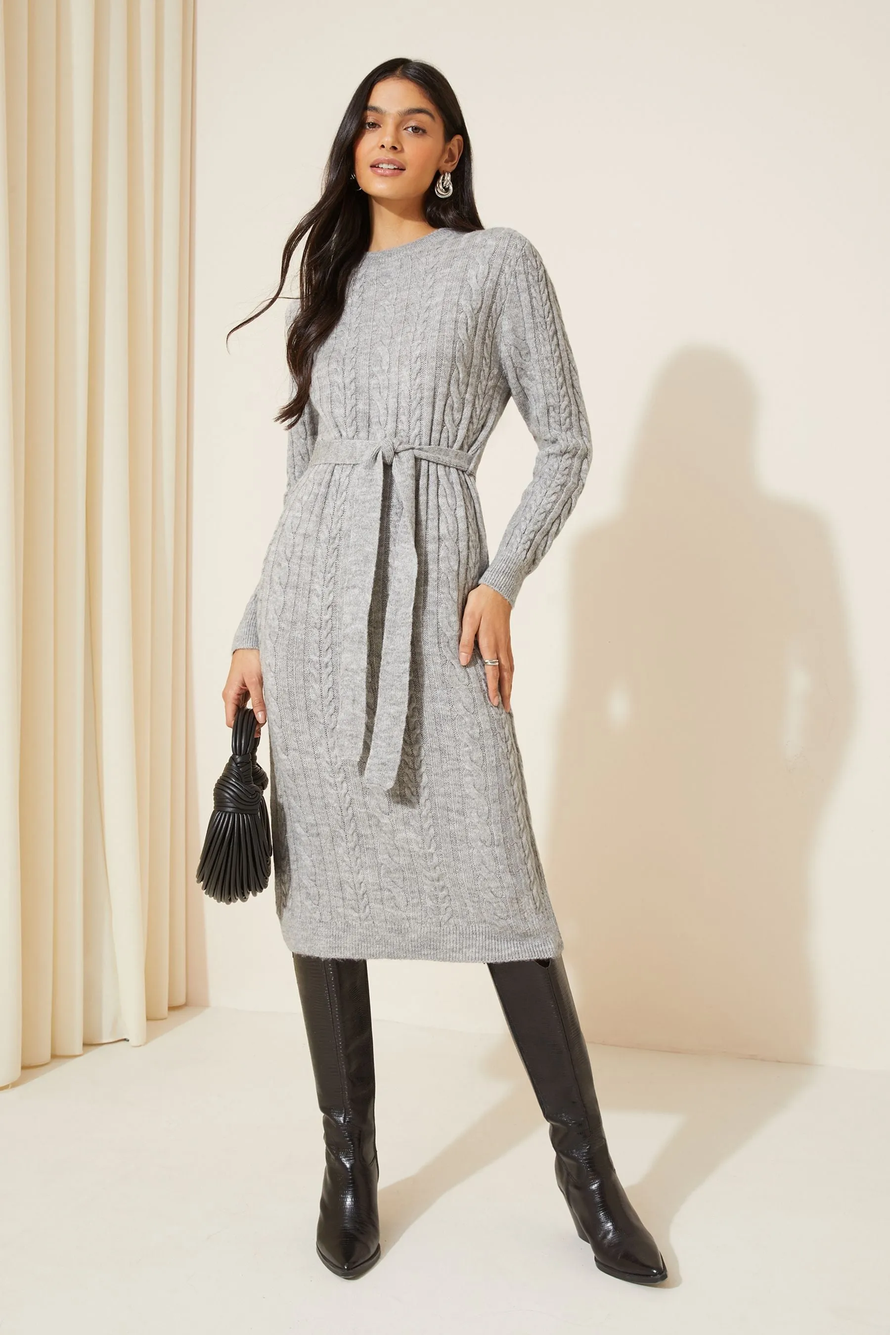 Friends Like These - Abito maglia midi Con cintura lavorato a trecce