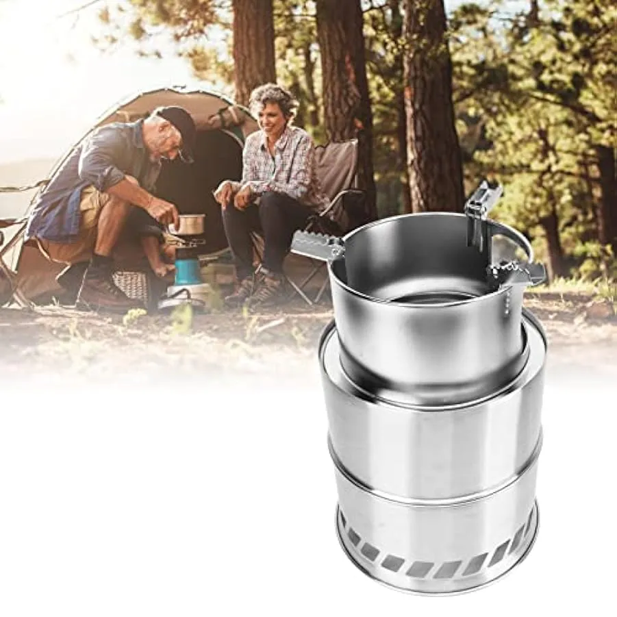 Gedourain Stufa da Campeggio a Legna, stufe a Legna da Zaino in Spalla Resistenti all’Usura Staccabili potabili in Acciaio Inoss