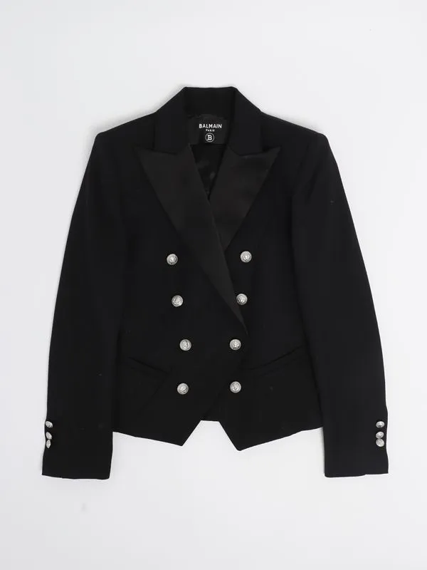 Giacca bambina Balmain in lana stretch Nero