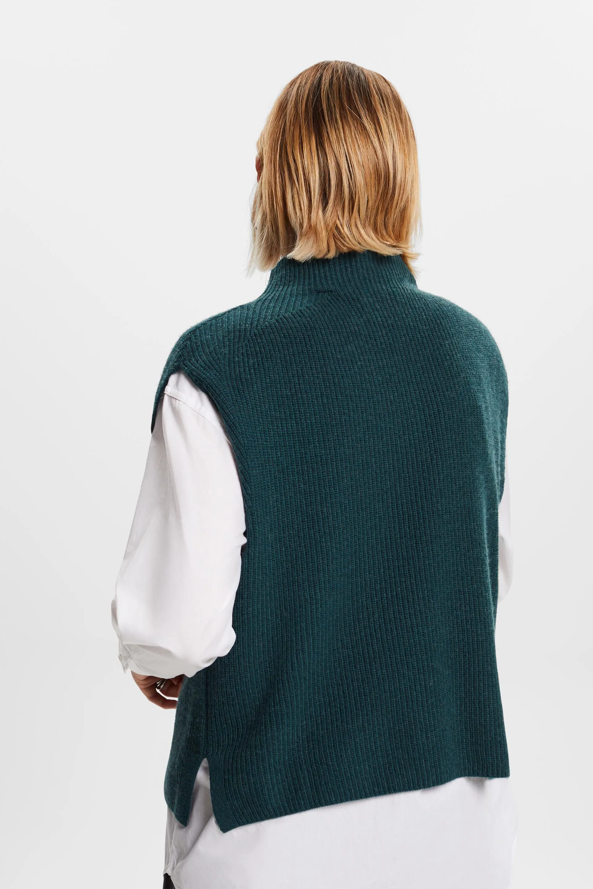 Gilet in maglia a coste in misto lana