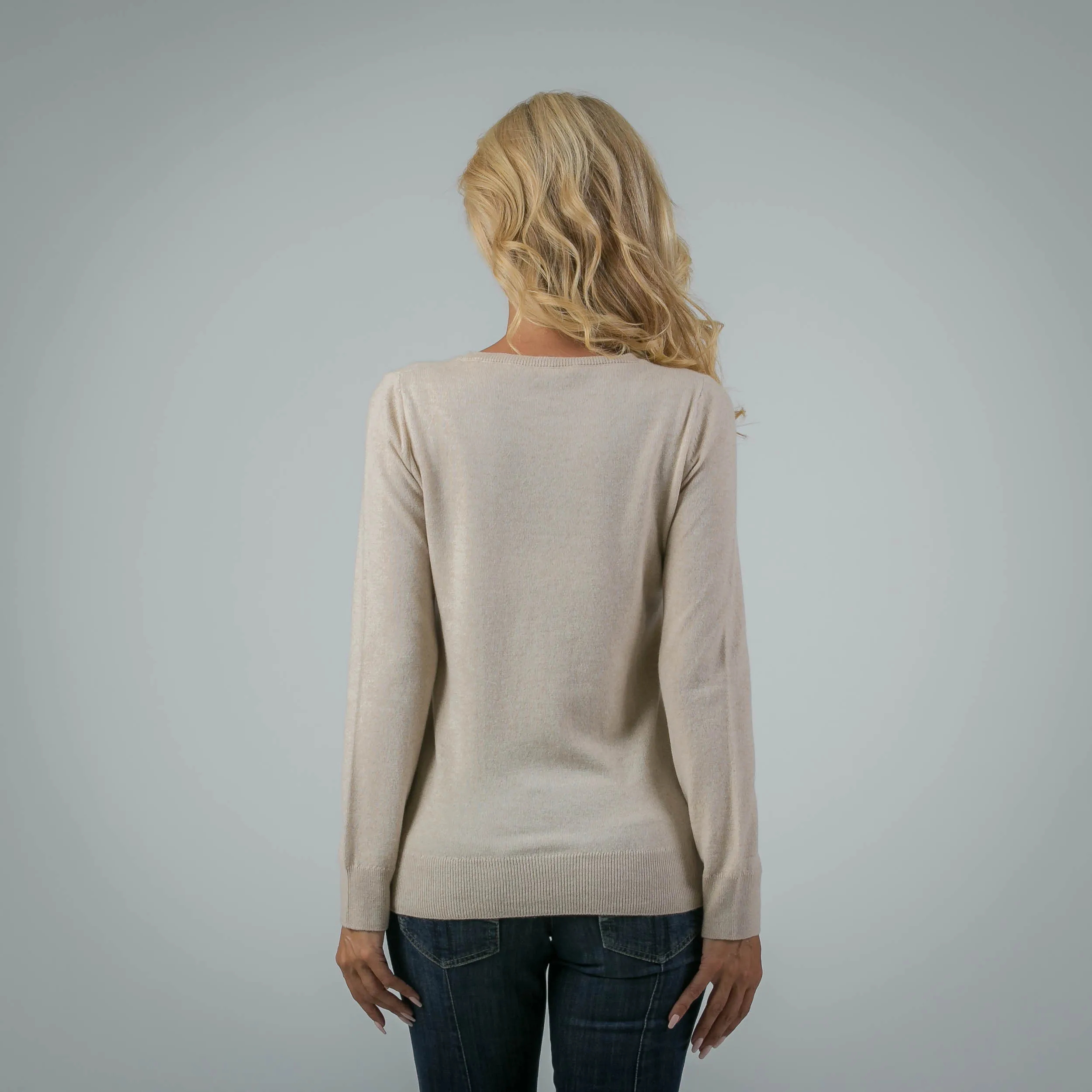 Girocollo in puro Cashmere Beige