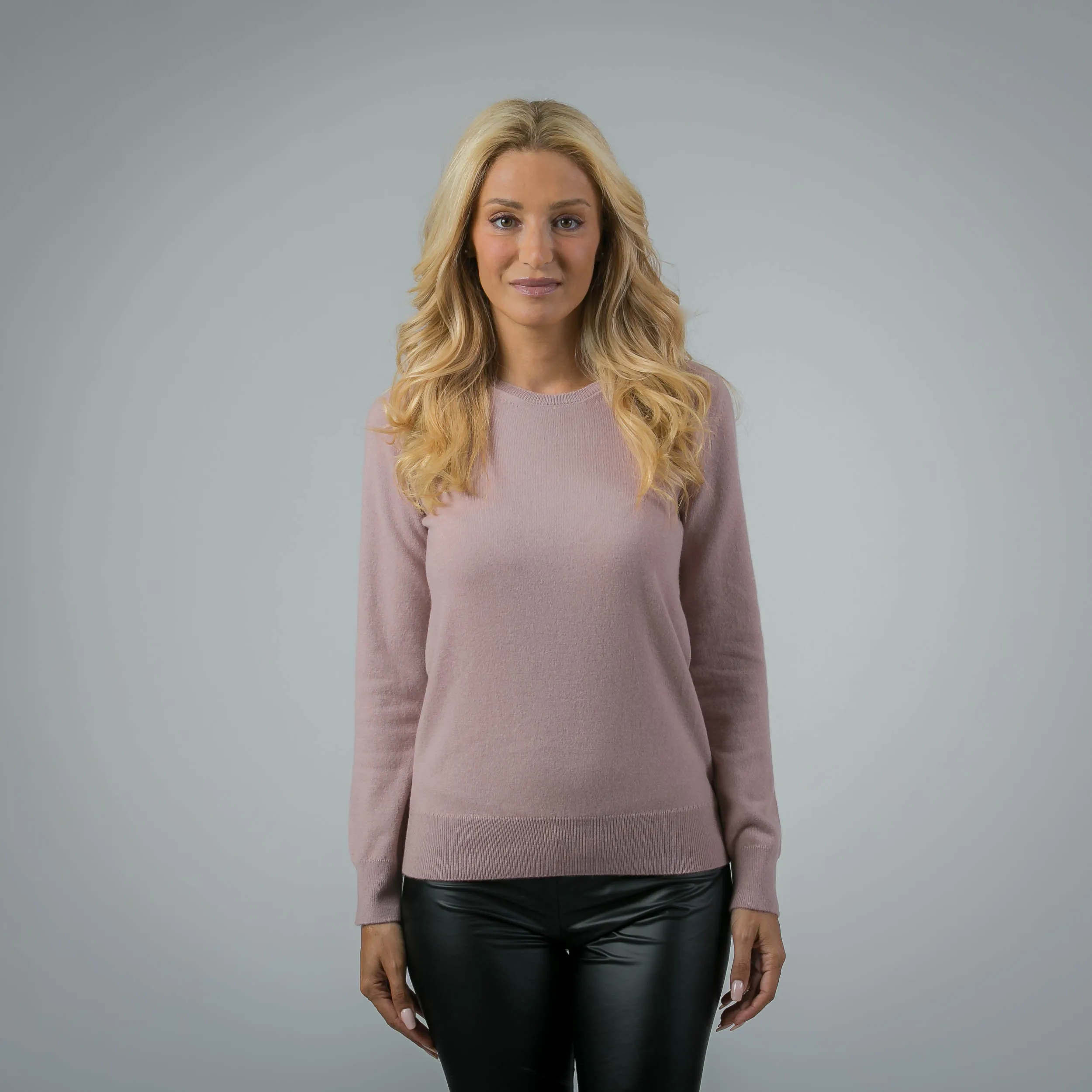 Girocollo in puro Cashmere Rosa antico