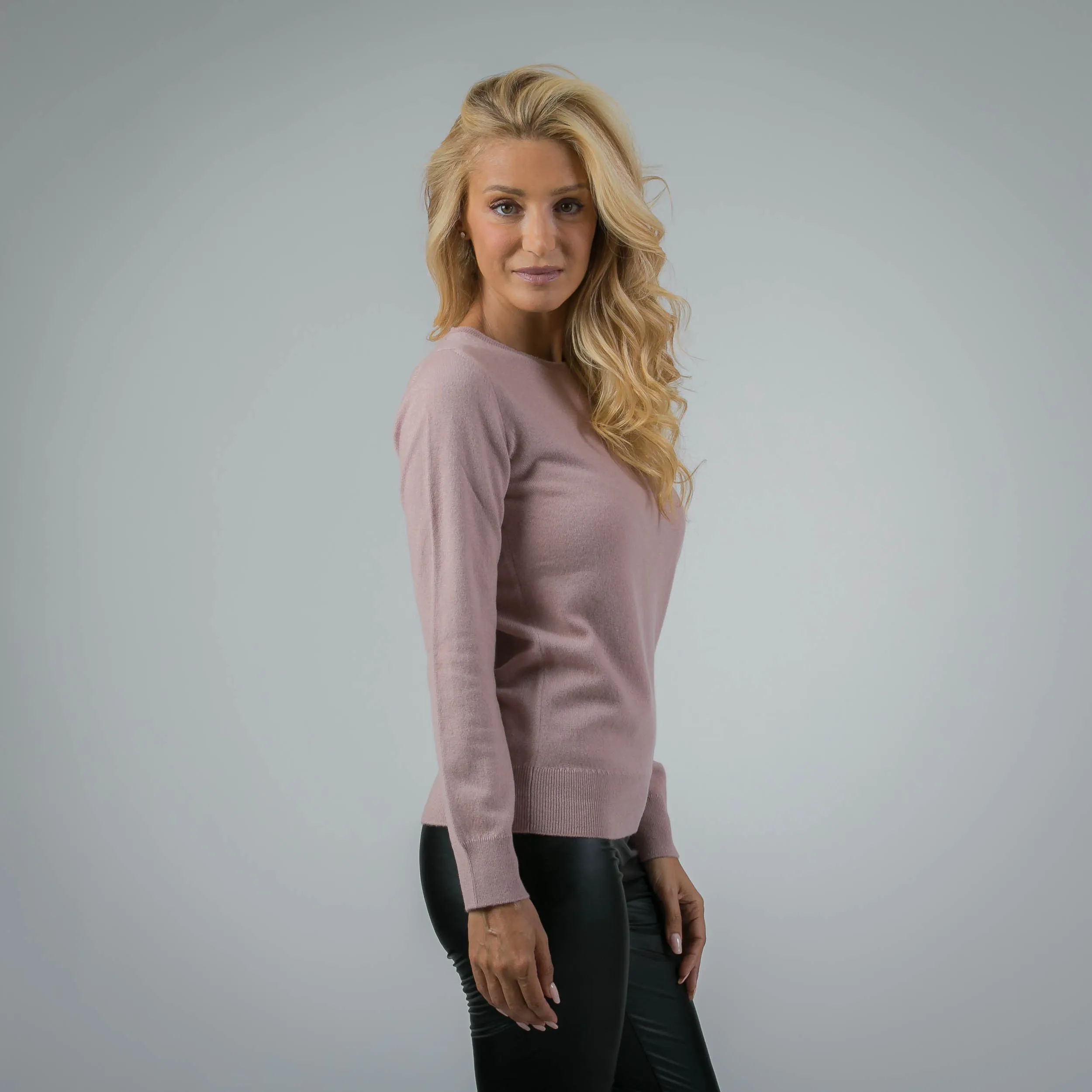 Girocollo in puro Cashmere Rosa antico