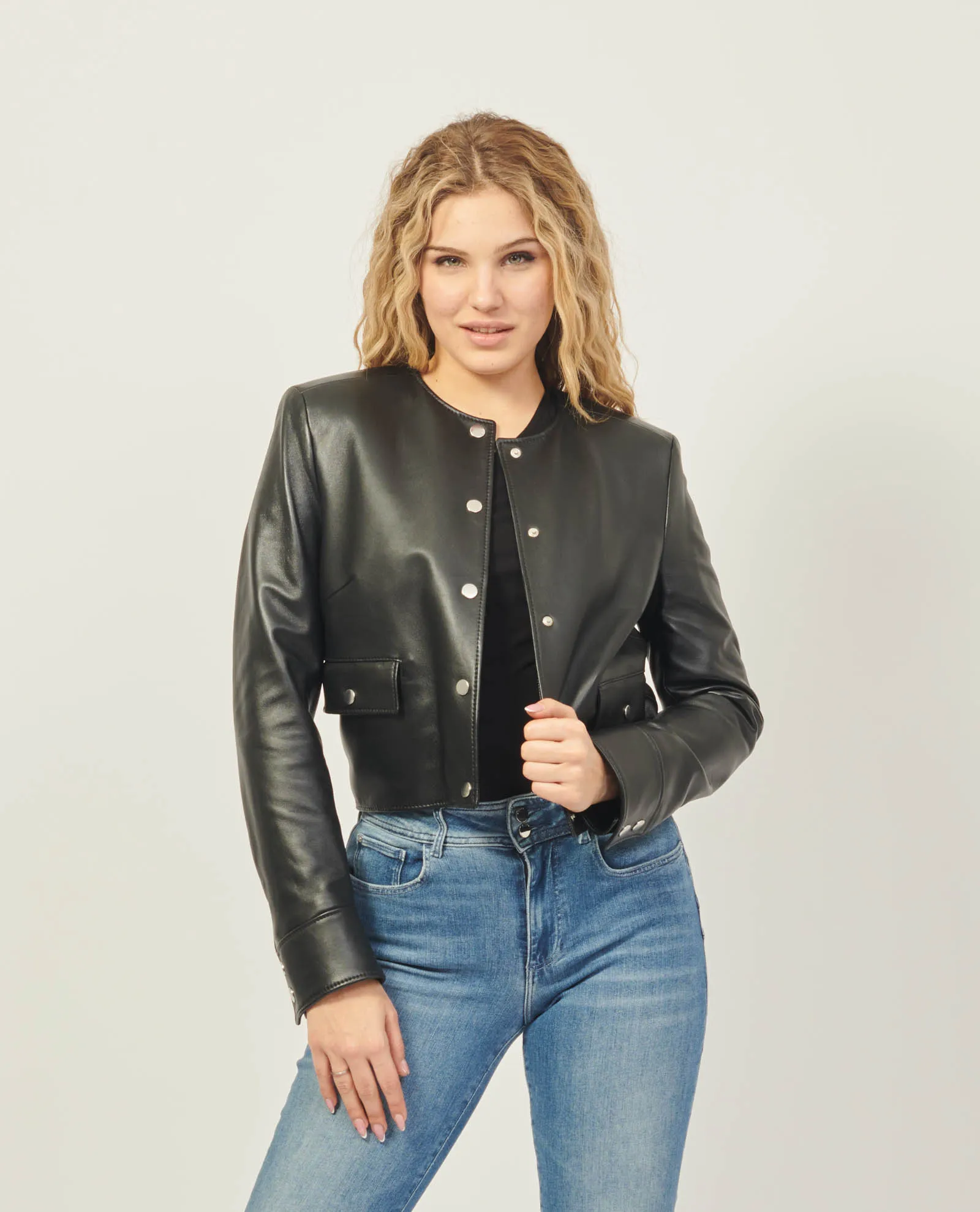 Giubbotto donna Boss slim fit in morbida pelle