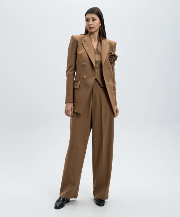 Giuseppe Di Morabito Milano Pantaloni in lana marrone con logo 03PFPA10203229