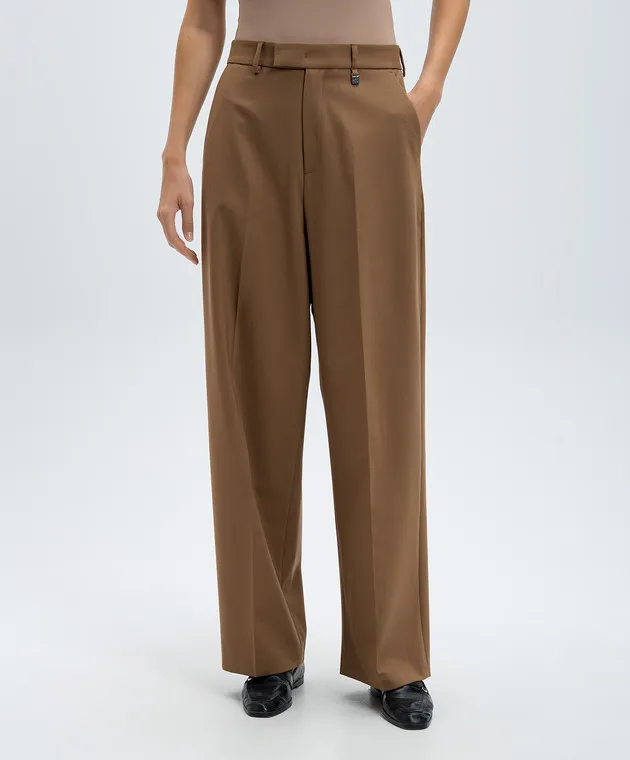 Giuseppe Di Morabito Milano Pantaloni in lana marrone con logo 03PFPA10203229