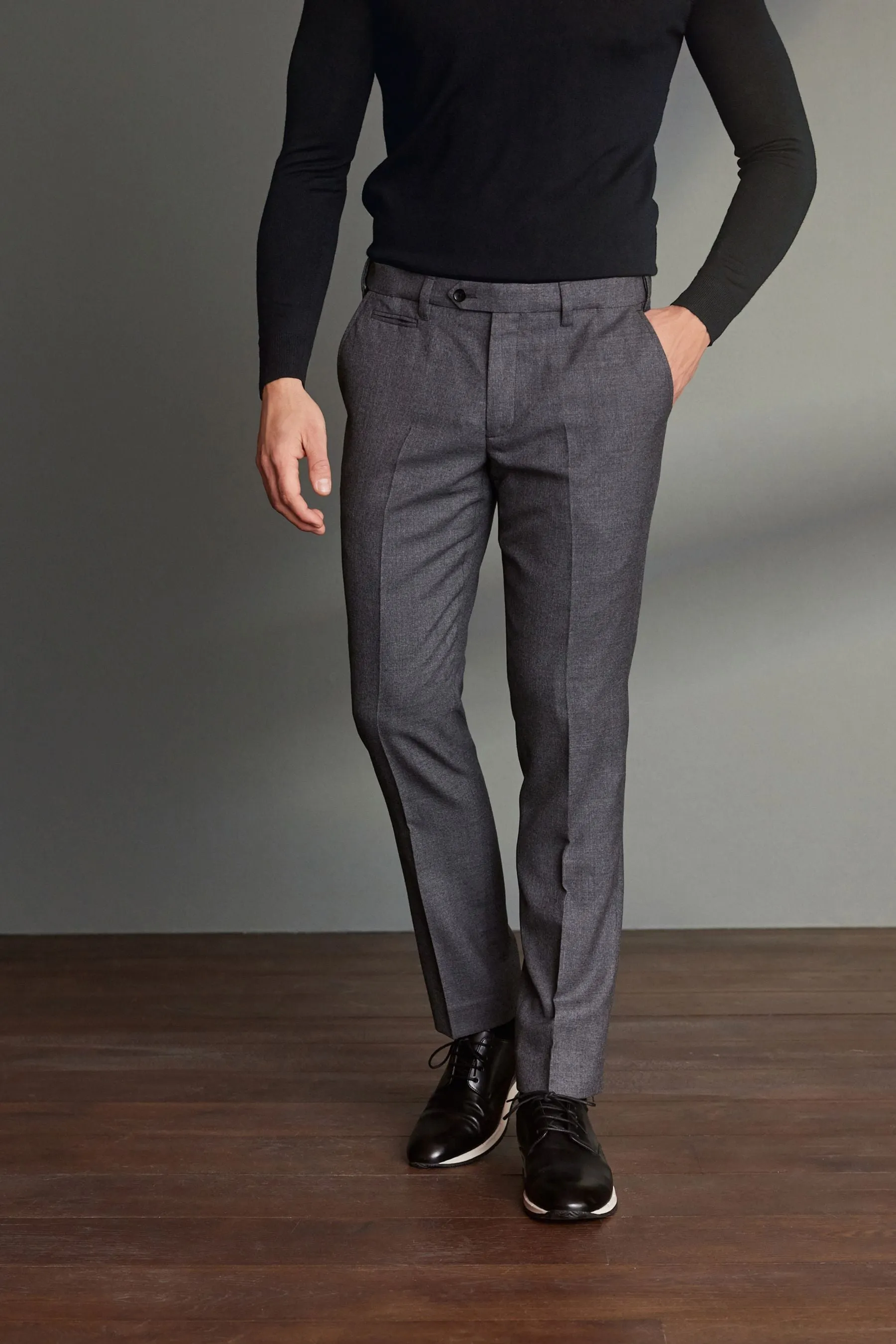 Grigio  - Signature - Pantaloni in 100% lana con vita Motion Flex