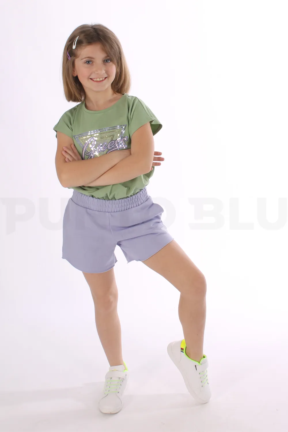 GUESS | BERMUDA IN COTONE LILLA RAGAZZA - Punto Blu