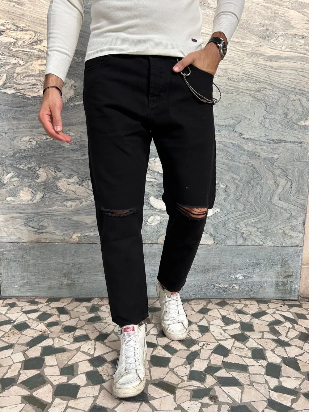 Jeans carrot cooper taglio ginocchio