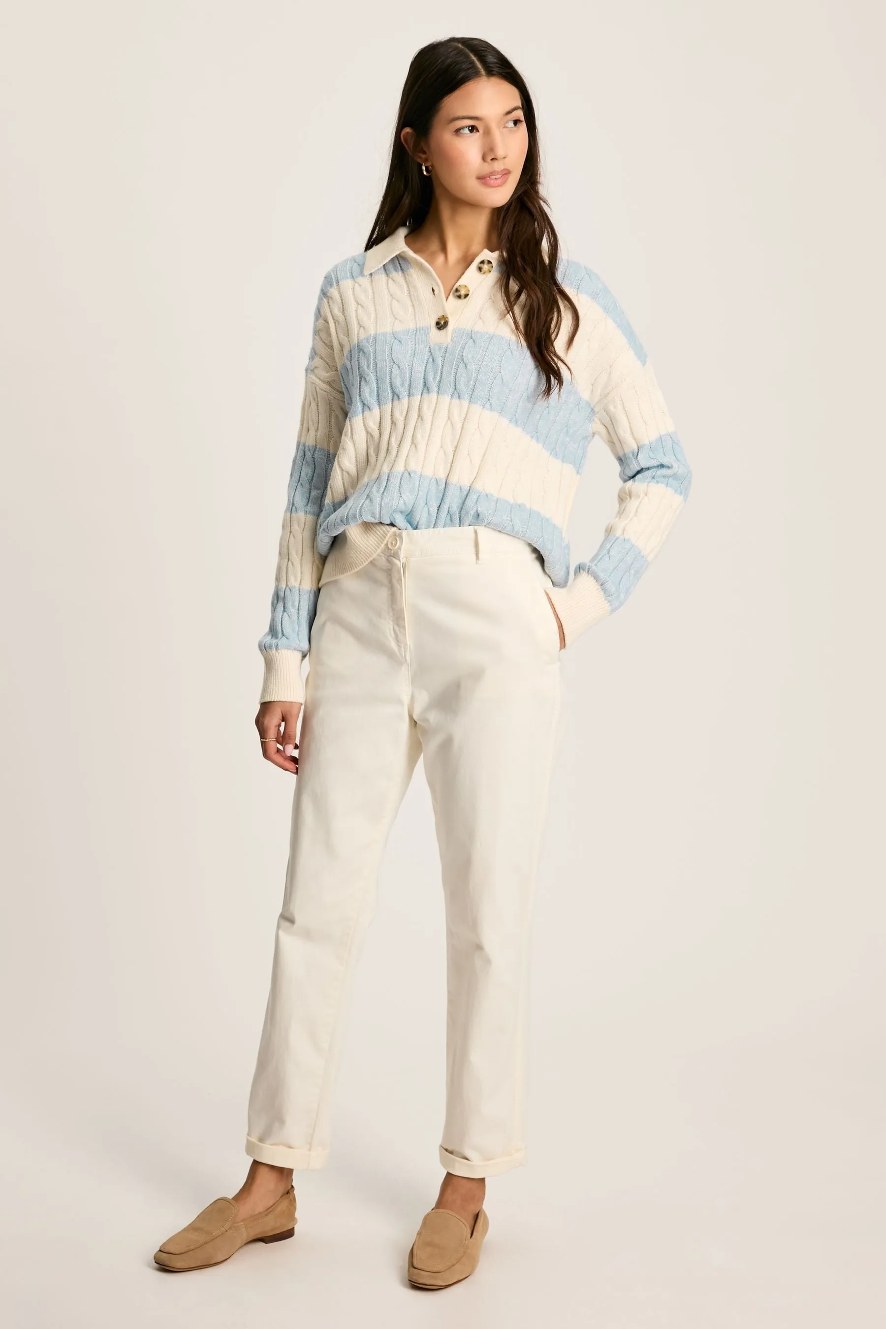 Joules Love All - Maglia lavorata a trecce con colletto con bottoni