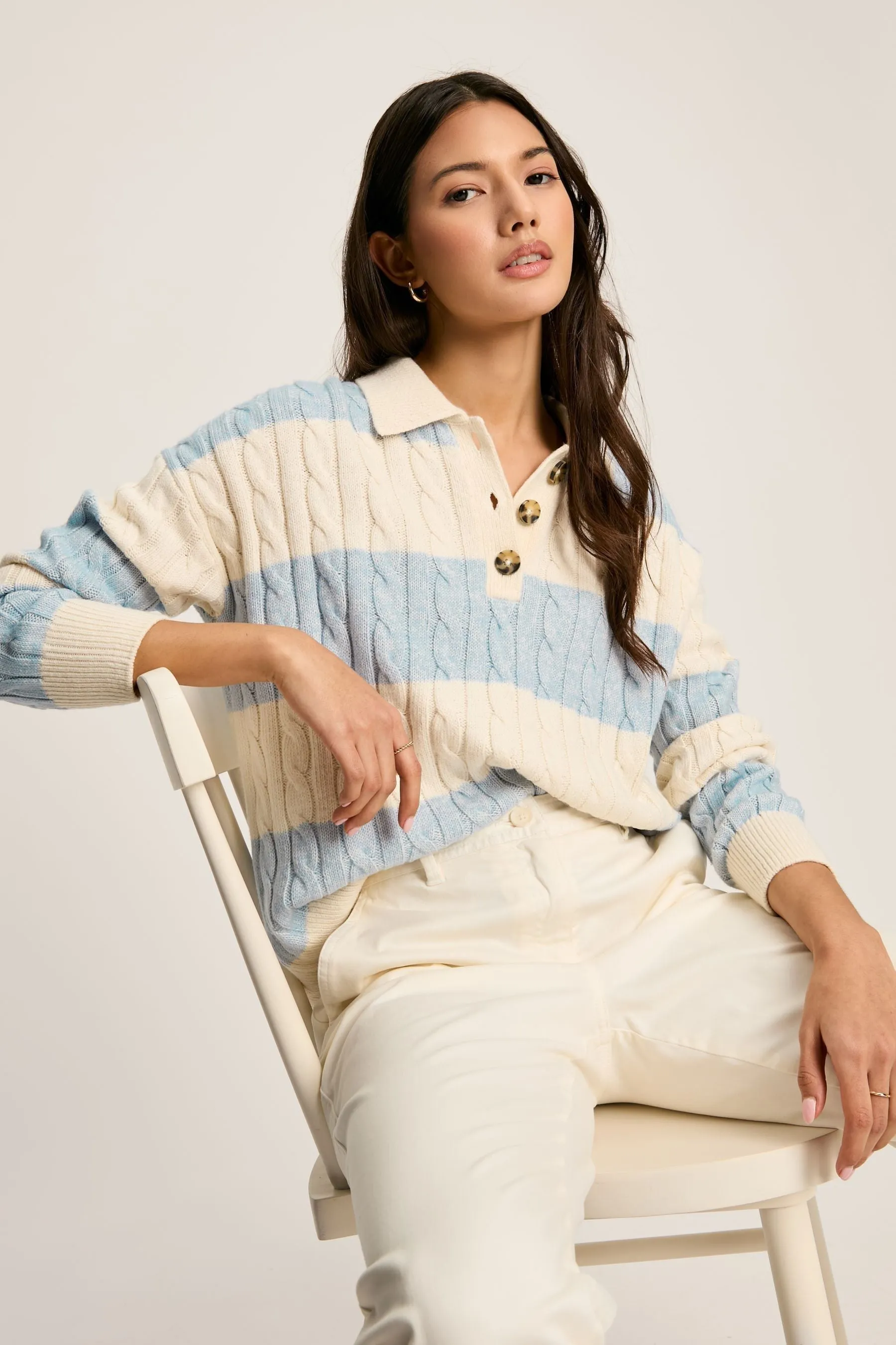 Joules Love All - Maglia lavorata a trecce con colletto con bottoni