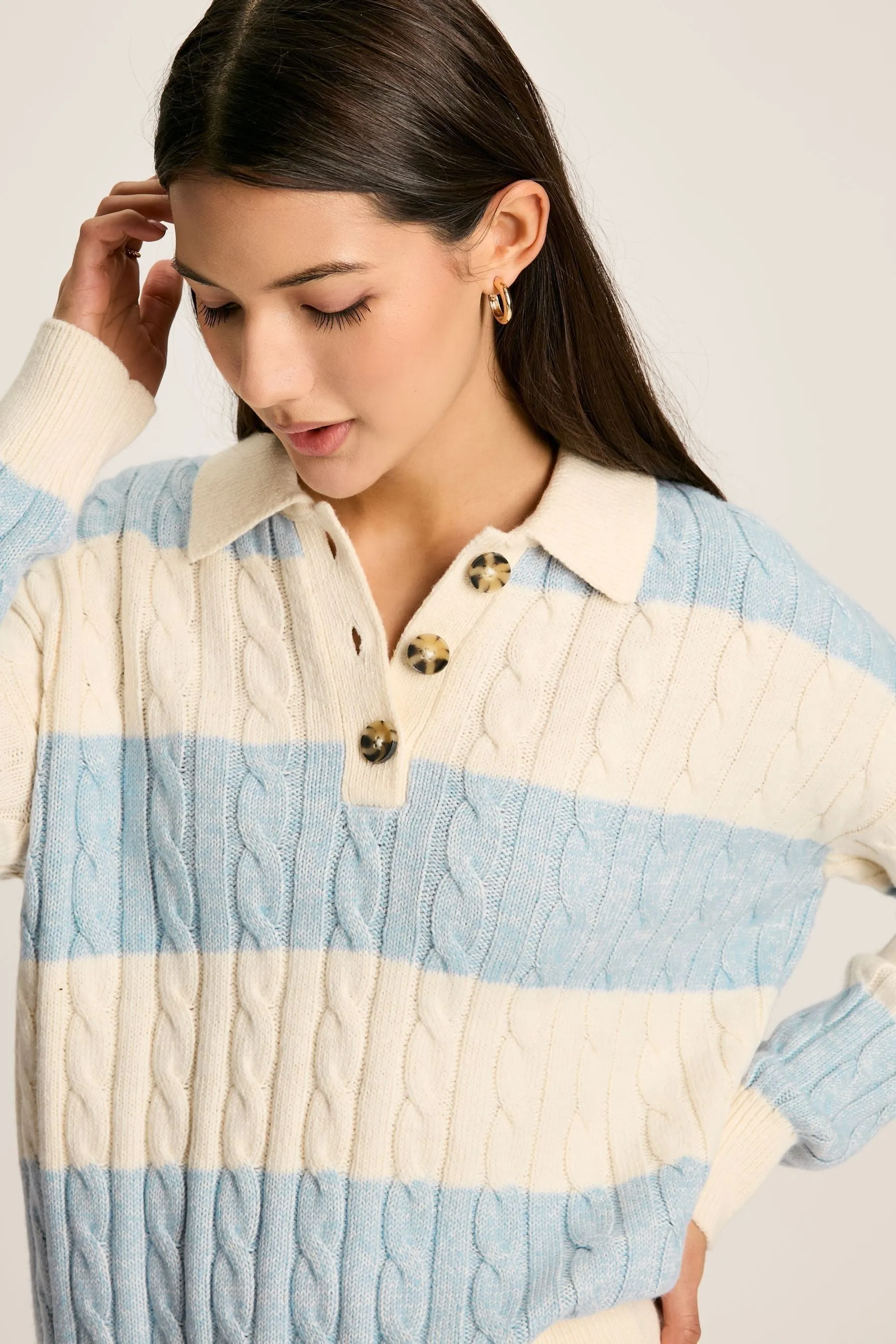 Joules Love All - Maglia lavorata a trecce con colletto con bottoni