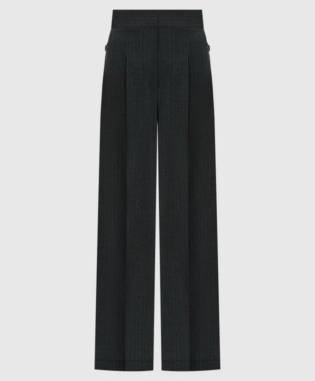 Juun.j Pantaloni in lana a righe grigie JW4921W053