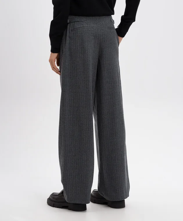 Juun.j Pantaloni in lana a righe grigie JW4921W053