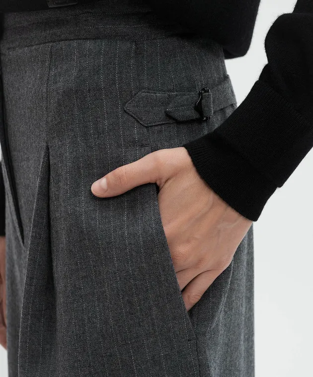 Juun.j Pantaloni in lana a righe grigie JW4921W053