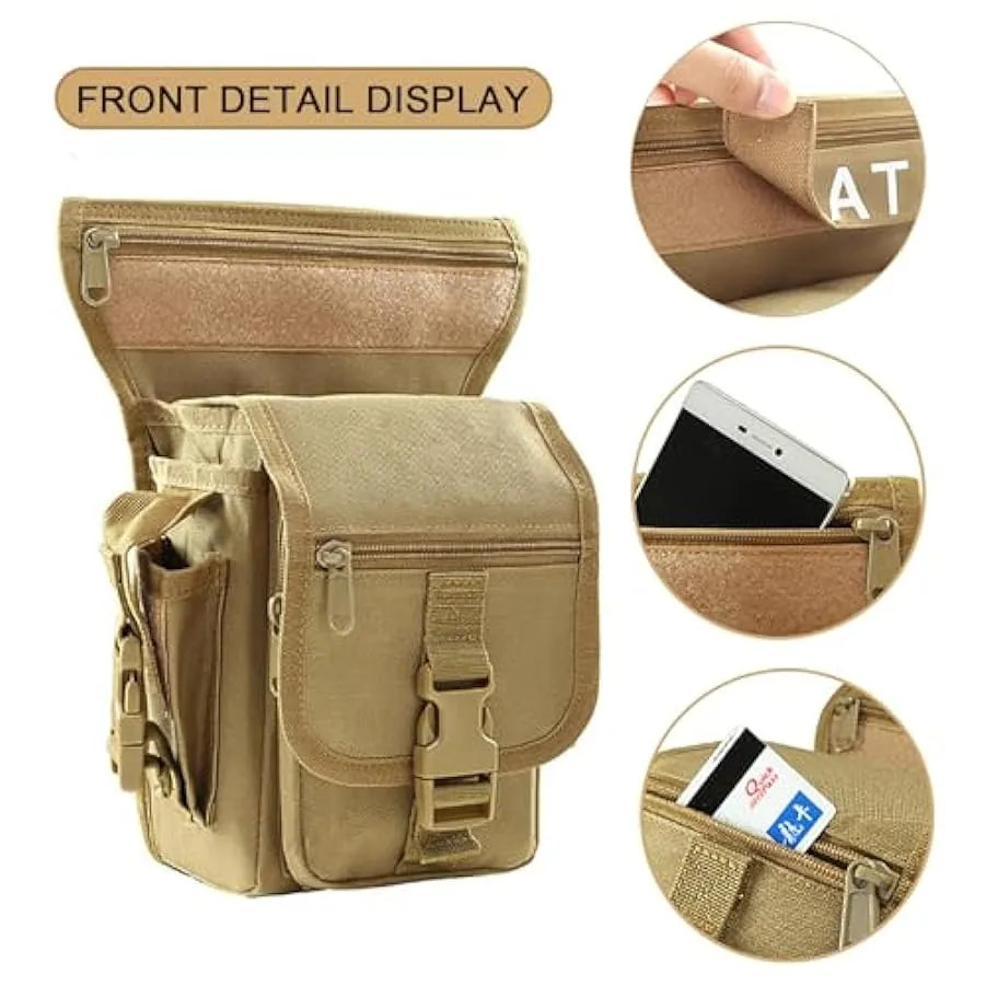 Kabxhueo Borsa da Gamba Marsupio Cosciale Tattico Militare Borsa Gamba Moto Borsa a Coscia Zaino a Vita per Il Motociclismo Cicl