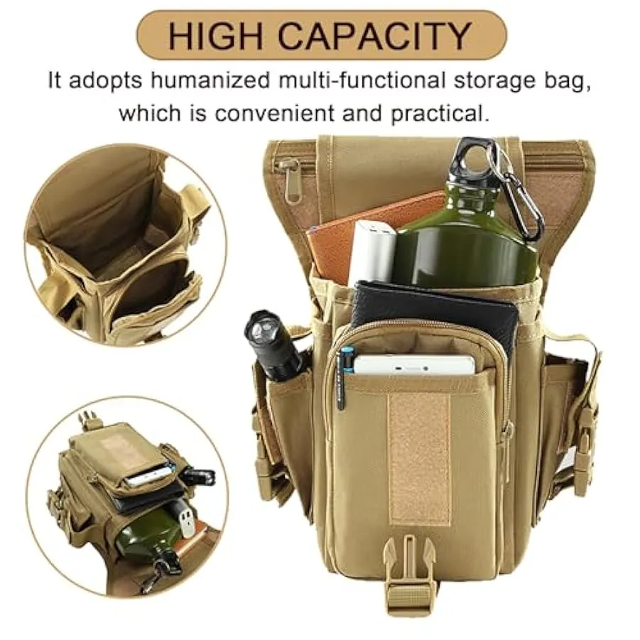 Kabxhueo Borsa da Gamba Marsupio Cosciale Tattico Militare Borsa Gamba Moto Borsa a Coscia Zaino a Vita per Il Motociclismo Cicl