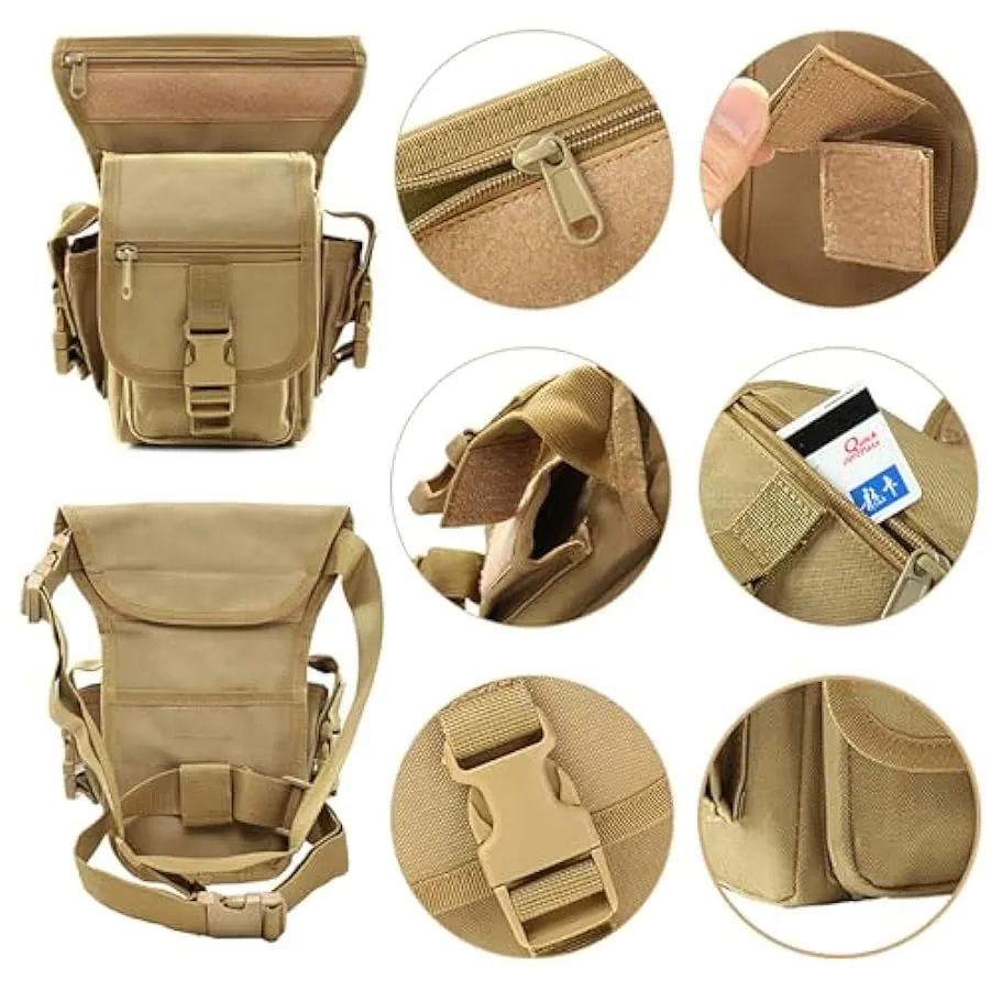 Kabxhueo Borsa da Gamba Marsupio Cosciale Tattico Militare Borsa Gamba Moto Borsa a Coscia Zaino a Vita per Il Motociclismo Cicl