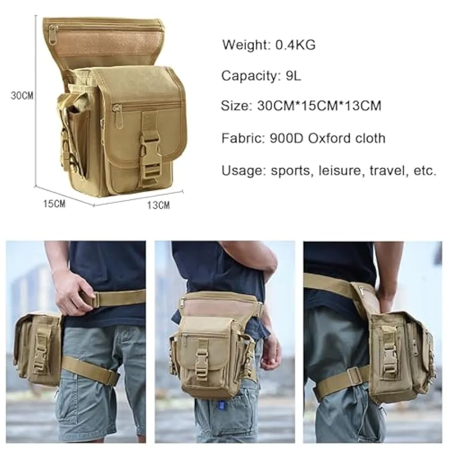 Kabxhueo Borsa da Gamba Marsupio Cosciale Tattico Militare Borsa Gamba Moto Borsa a Coscia Zaino a Vita per Il Motociclismo Cicl