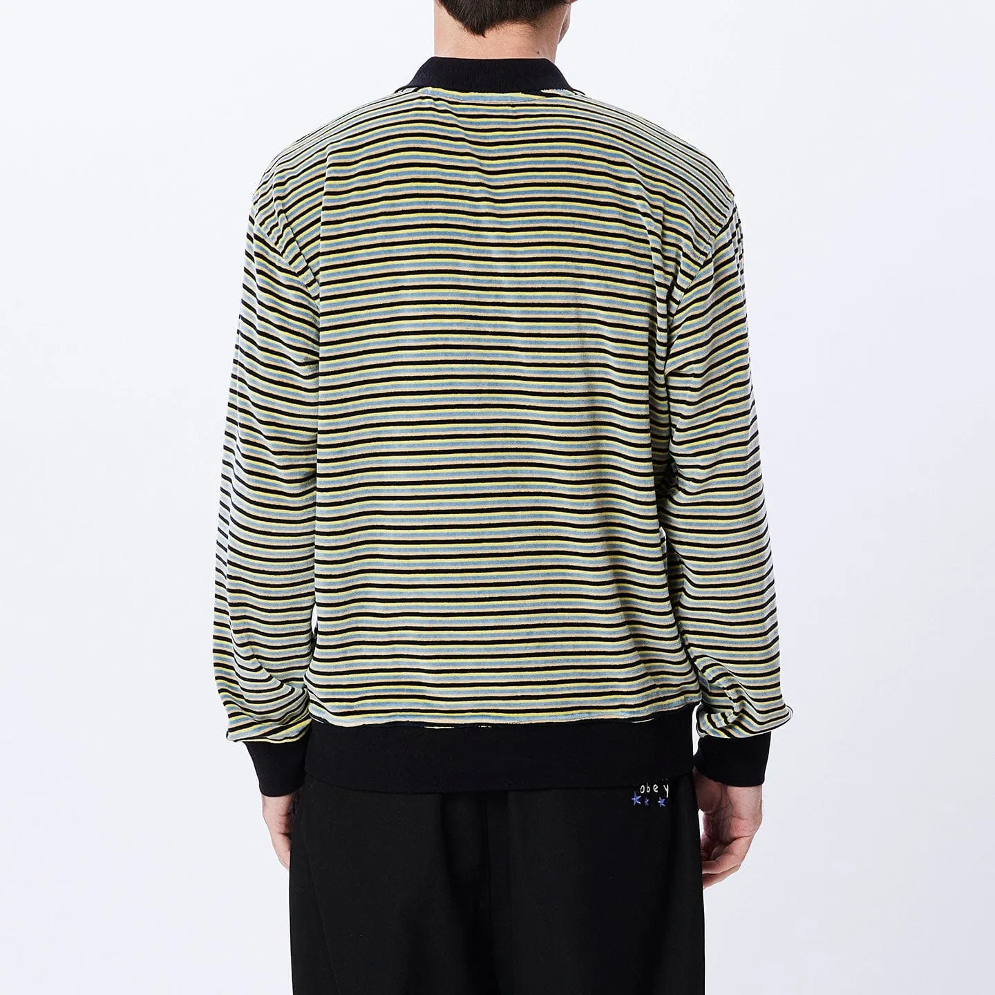 KEPT POLO SWEATSHIRT SPECIALTY FLEECE - BLACK MULTI