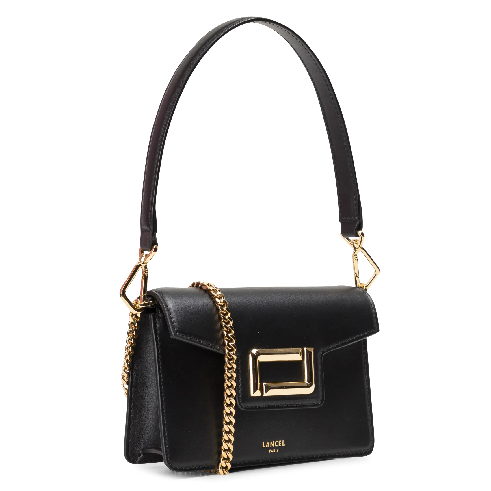  LANCEL   ANGELE MINI - Mini borsa a tracolla con patta in pelle | Nero