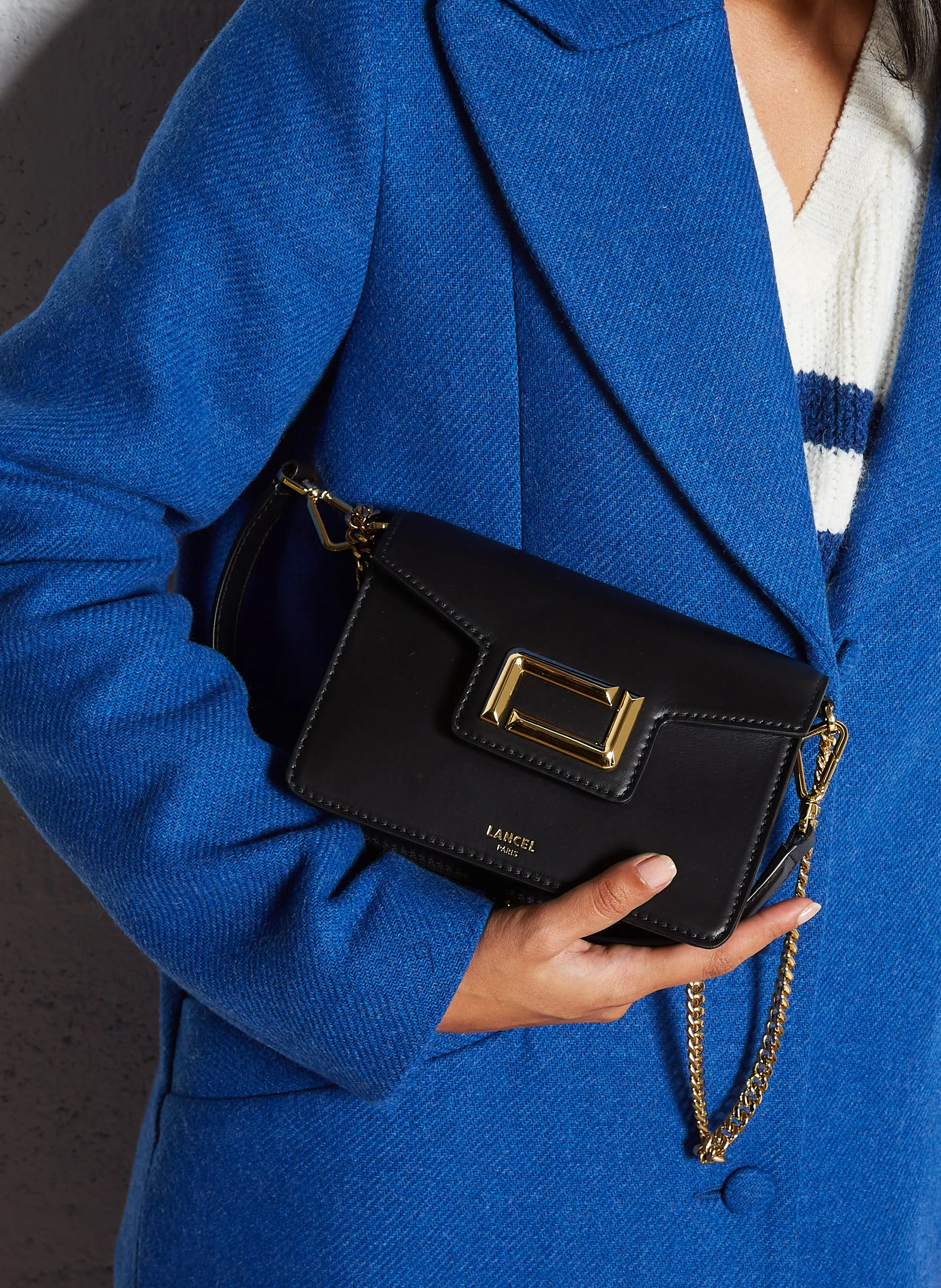  LANCEL   ANGELE MINI - Mini borsa a tracolla con patta in pelle | Nero