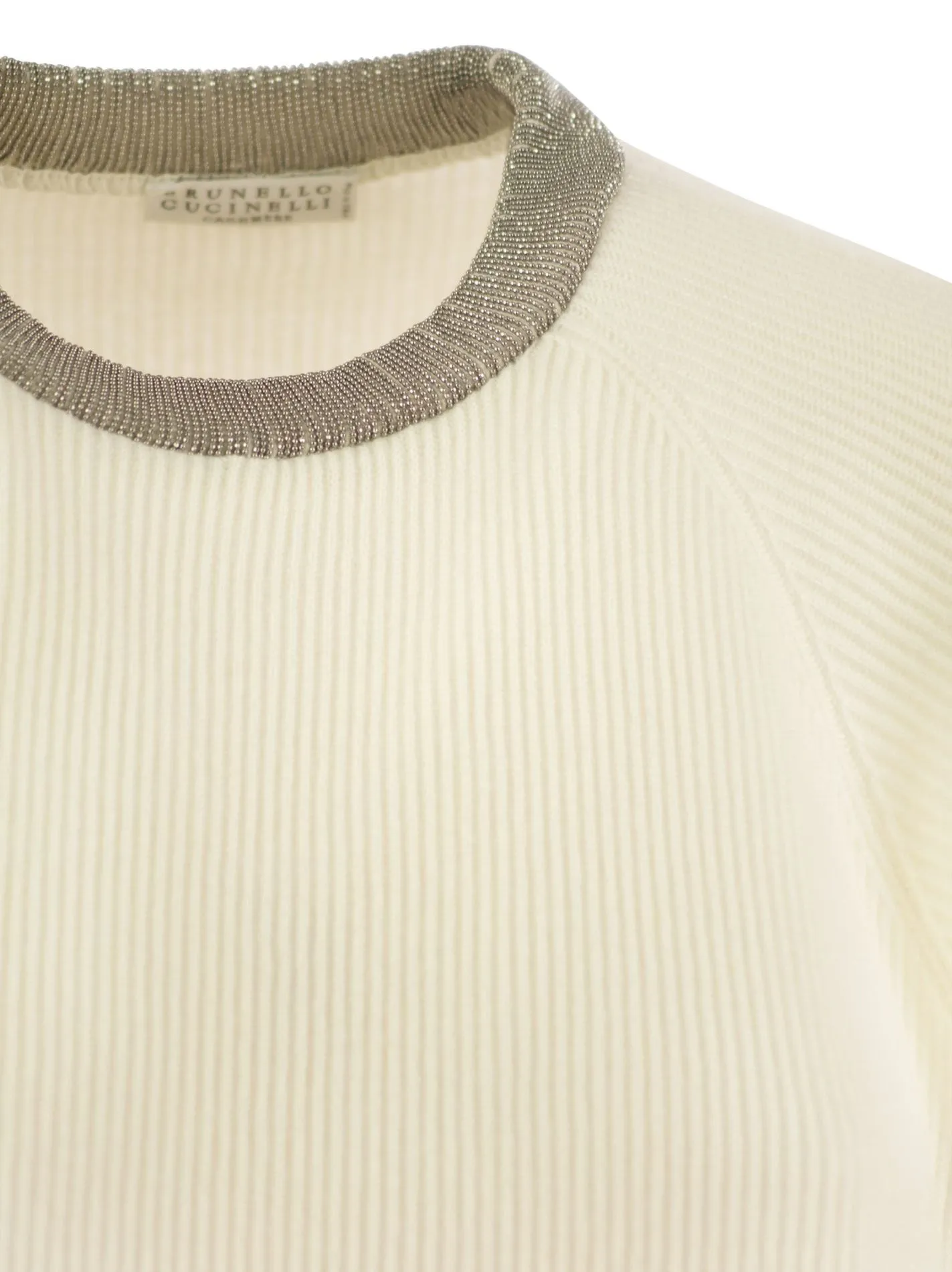 Maglia a coste in cashmere con monile
