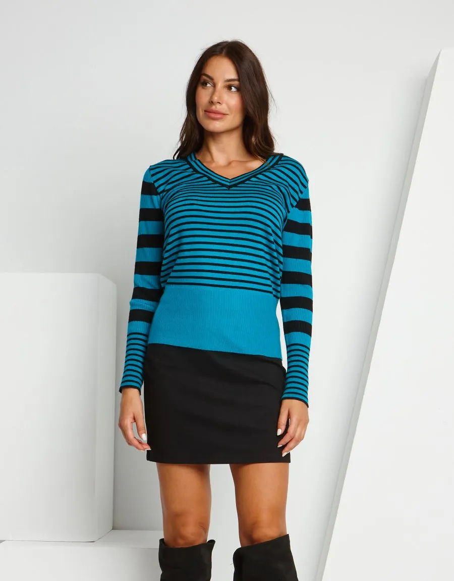 Maglia bicolore in misto lana