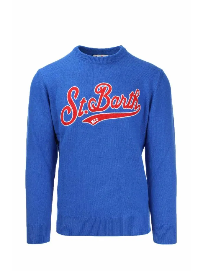Maglia girocollo in lana con logo